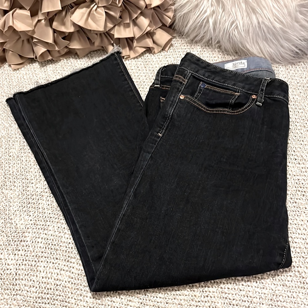 Gap 1969 Curvy Low-rise Raw Hem Slight Flare Bootcut Dark Blue Jeans Pants Sz 14